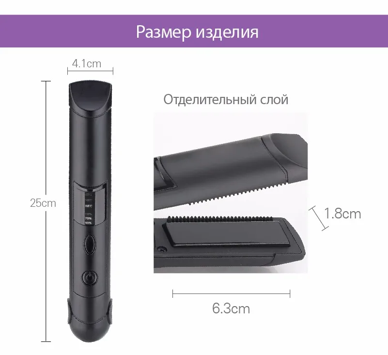 Мини Универсальный напряжения Беспроводной rechargeabl выпрямитель для волос с системой блокировки отлично подходит для путешествий Беспроводной утюг волос