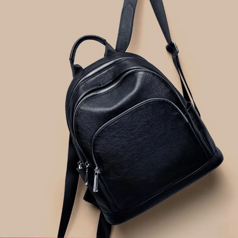 Повседневный рюкзак для женщин натуральная кожа мягкий верх сплошной цвет