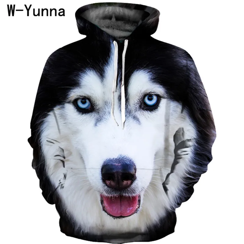 W-Yunna 2019 креативная свободная зимняя одежда с 3D принтом хаски Женская толстовка