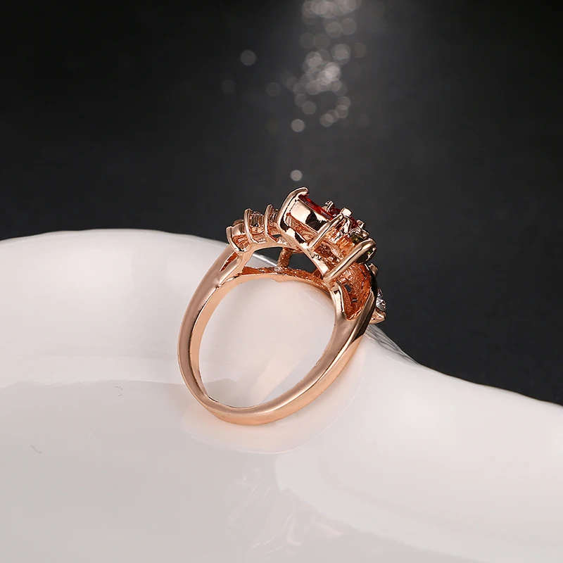 Модные Блестящие Обручальные кольца цвета розового золота с цирконом класса ААА