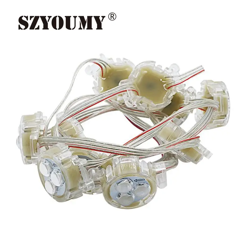 SZYOUMY 3 светодиода DC12V WS2811 IC 30 мм Диаметр Прозрачная крышка 5050 RGB светодиодный