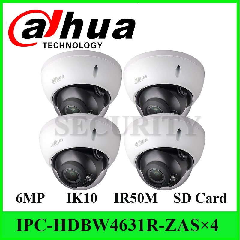 4 шт./лот Dahua оригинальный IPC HDBW4631R ZAS с логотипом 6MP IP67 сетевая камера POE IK10 2 7 13 5 мм