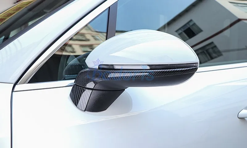 Carbon Fiber Color Door Mirror Trim  Rear View Overlay Panel Chrome Car Styling For Porsche Cayenne LHD 2018 2019 Accessories