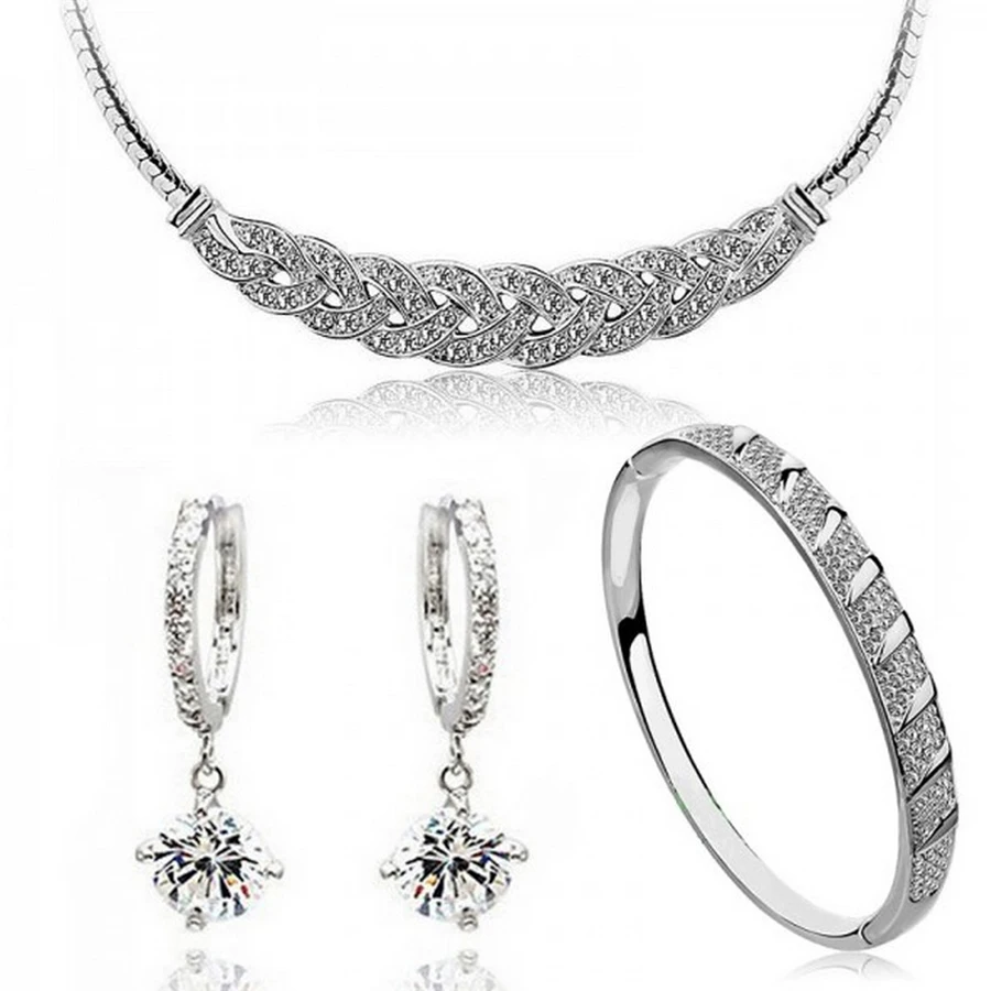 Свадебные ювелирные комплекты для невест с австрийским кристаллом 24 К