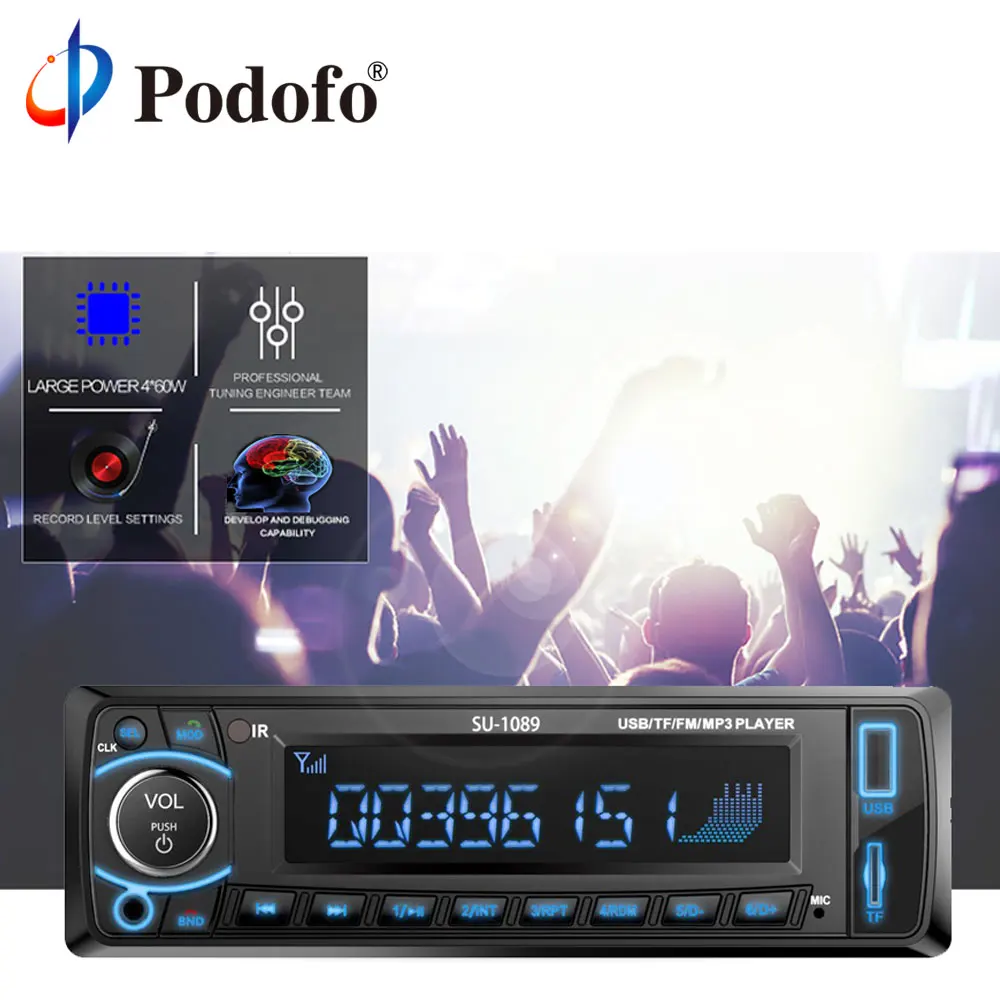 BYNCG 4'' Universal In-Dash Single 1 Din Car Stereo Player 12V Audio Digital LCD Screen Bluetooth USB/TF/MP3/WMA |
