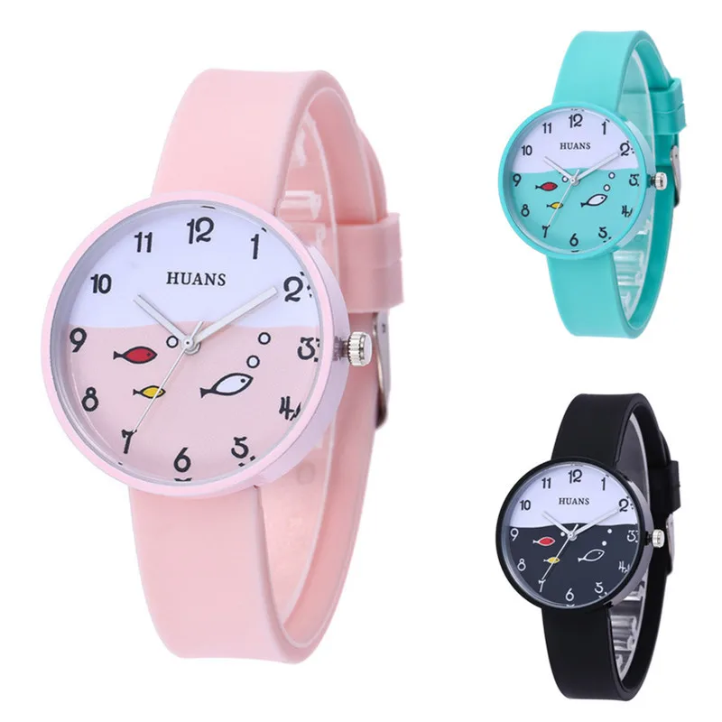 

Top brand 2019 new HUANS children's watches for women girl clcok kids quartz watch simple small fresh silicone children watch