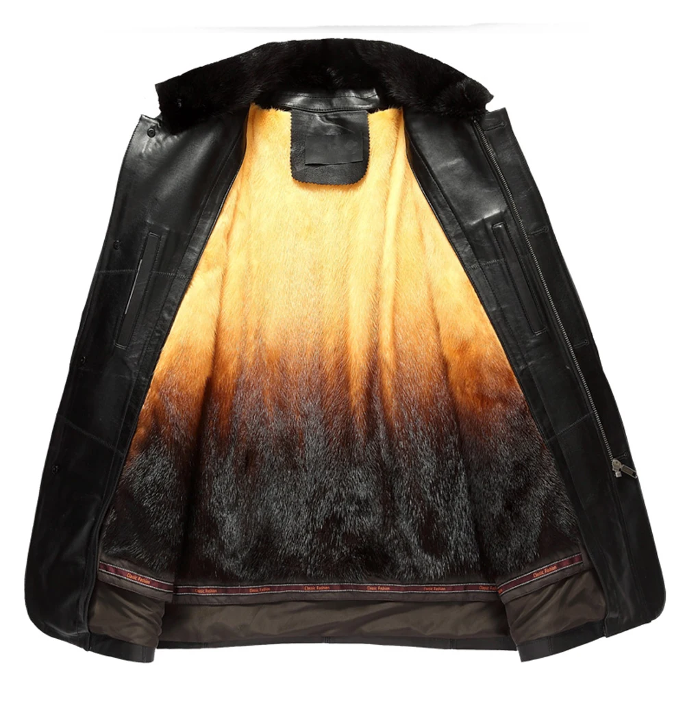 Мужская золотистая шуба из меха норки роскошная куртка шкуры ягненка