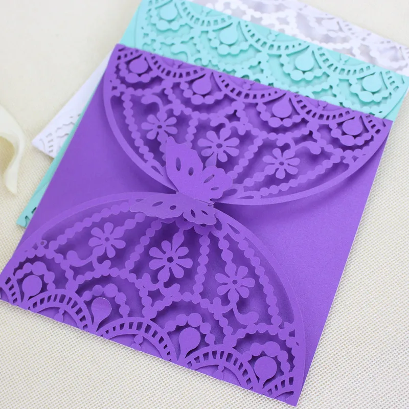 Современный золотистый кружевной свадебный комплект приглашений с белой лентой