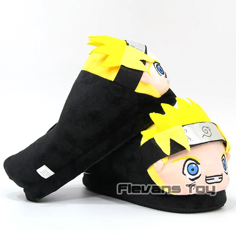 С рисунком Аниме Наруто Uzumaki Naruto плюшевые тапочки для мальчика Для мужчин зимние Теплая домашняя обувь мягкие игрушки