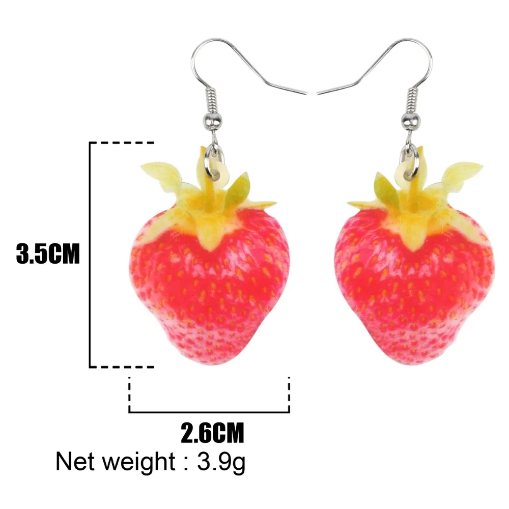 Bonsny Acrylic Sweet Strawberry Earrings Big Long Dangle Drop Cute Fruit Jewelry For Women Girls Ladies Teens Summer Accessory | Украшения