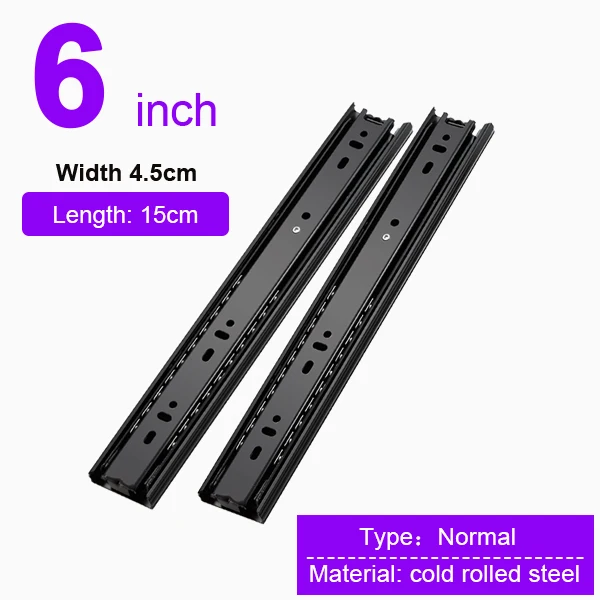 6 Inch (150mm) Выдвижная направляющая для выдвижных ящиков 4-24 дюйма шарикоподшипник три раза полная Расширенная мебельная фурнитура - Цвет: 6 Inch (150mm)