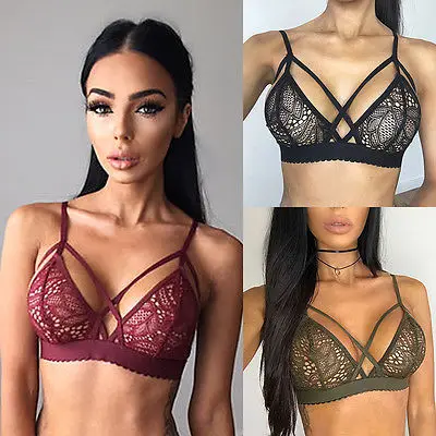 Women Top Floral Sheer Lace bras e Bralette Unpadded Bra Up Crop Choker Wire free Hot | Женская одежда