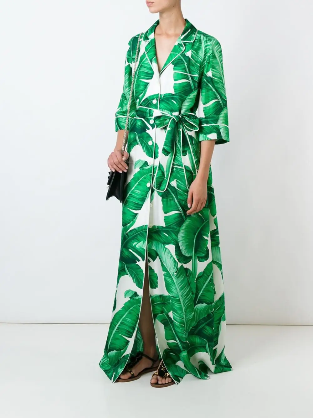 2017 банановые листья с длинными Пижамный стиль dress-L956 | Женская одежда