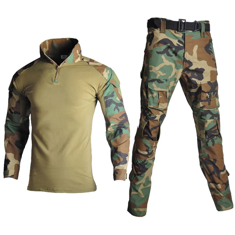 Woodland Refire gear камуфляж США RU армейская тактическая Униформа Мужская Военная боевая одежда набор Пейнтбол страйкбол рубашка+ брюки карго без подкладки - Цвет: Woodland