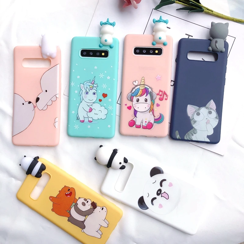 S8 S9 S10 3D чехол для Etui samsung Galaxy S8 S9 S10 Plus чехол Note 8 9 медведь Единорог Kawaii чехол для Coque samsung S7 Edge чехол