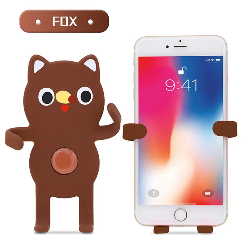 Brown BW Держатель Телефона Колыбель стенд мультфильм Творческий кронштейн силиконовый держатель на вентиляционное отверстие автомобиля Прямая поставка 19Y10 - Цвет: Brown BW