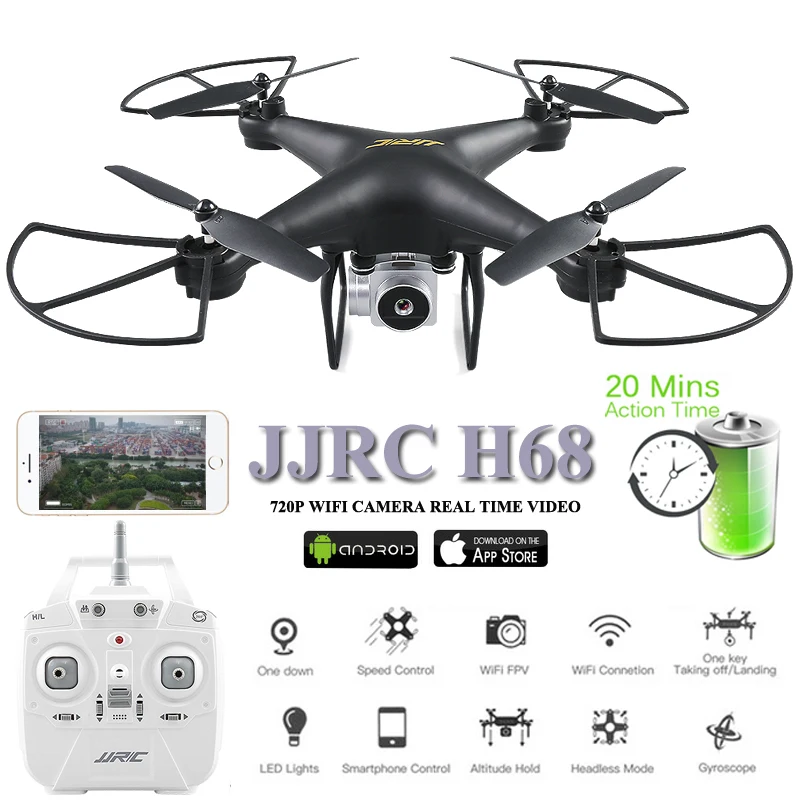 Квадрокоптер JJRC H68 Радиоуправляемый с камерой 20 минут 2 4G Wi-Fi FPV | Игрушки и хобби