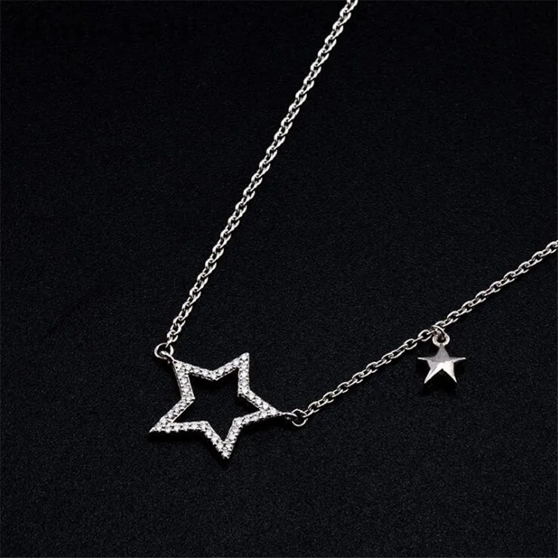 

Uini-Tail new hot 925 sterling silver five-pointed star micro-inlaid necklace simple student sweet temperament wild GN569