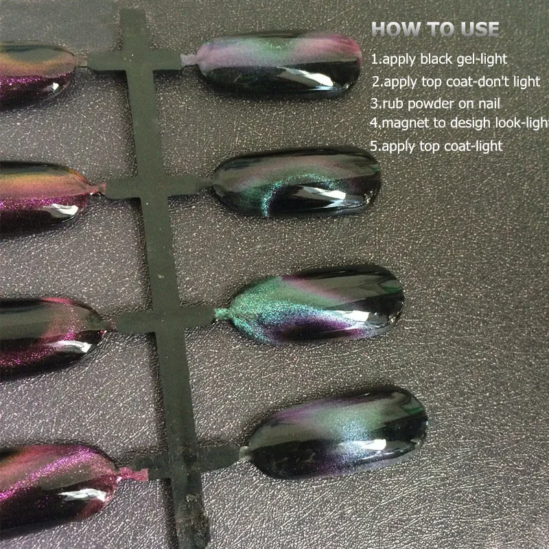 Высококачественный МЕТАЛЛИЧЕСКИЙ пигмент для ногтей "Хамелеон 3D Кошачий глаз", с эффектом зеркального хрома и блеском, для ультрафиолетового геля на ногтях.