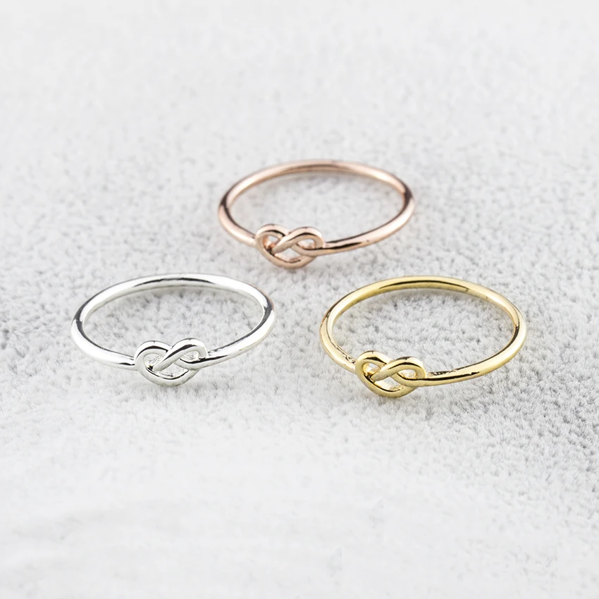 Best Gift Simple Knuckle Love Heart Knot Rings For Women Girls Promise Anillos Jewelry Rose Gold Silver Color|knot ring|rings for womenring |