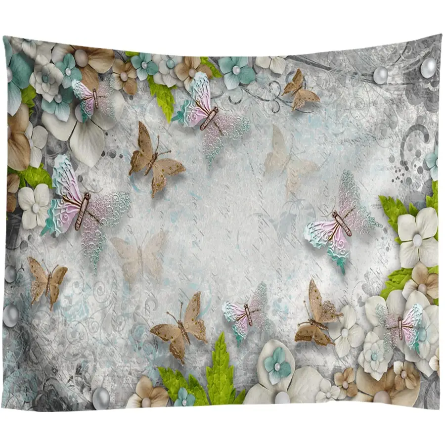 

Butterfly Tapestry Wall Hanging Anime Hippie Wall Tapestry 3D Flower Decorative Bohemian Tapestries Wall Cloth Large 230X150CM