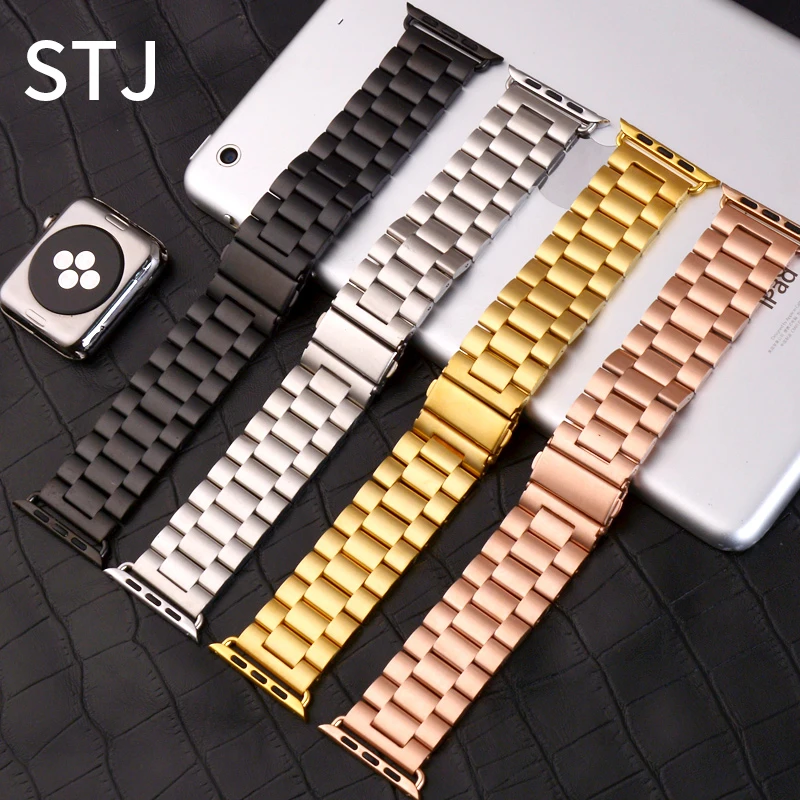 STJ бренд Нержавеющая сталь ремешок для наручных часов Apple Watch, версии 3/2/1 38 мм 42 мм металлический спортивный ремешок для наручных часов iwatch серии 4 40 мм 44 мм