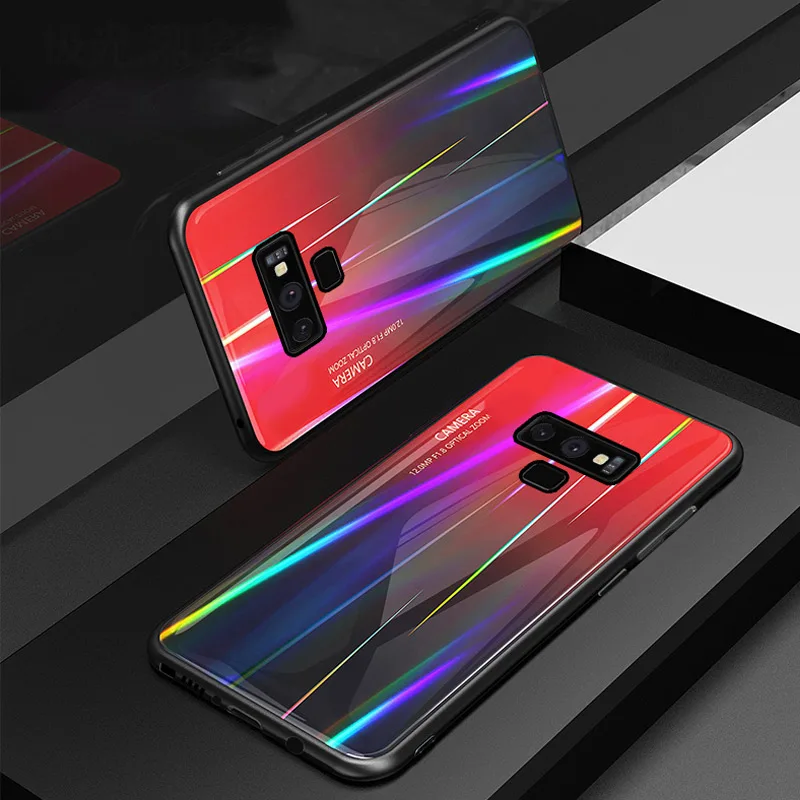 3 Градиентный чехол BFOLLOW Aurora для samsung Galaxy S9 Plus S8 Note 9 8, жесткая задняя панель из закаленного стекла+ мягкий чехол из ТПУ - Цвет: 3