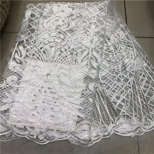 Новинка 2019 Африканский нигерийский кружевное с блестками ткань блестящая