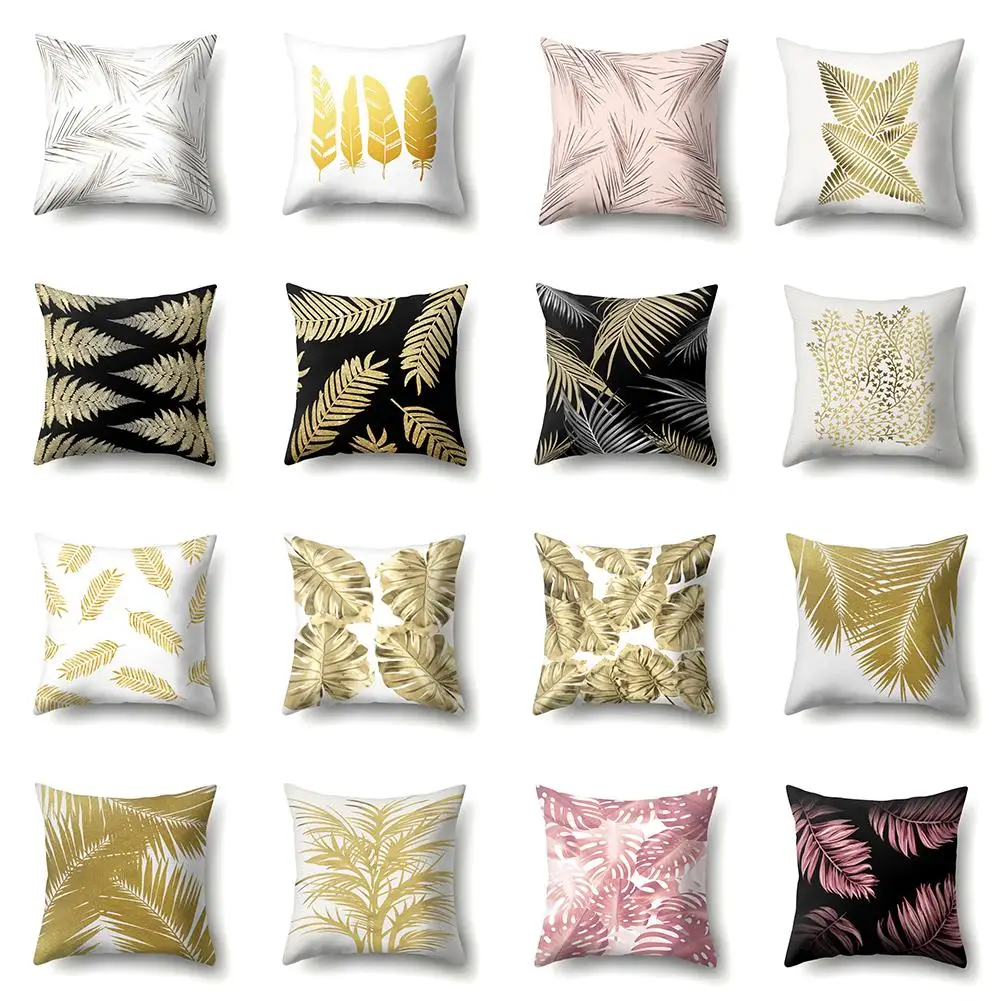 

Hot 45x45cm Nordic Palm Leaf Throw Pillow Case Seat Bed Decorative Cushion Cover Home Office Car Decor
