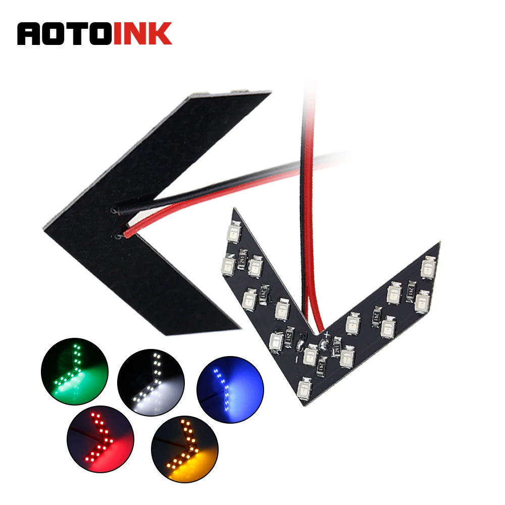 AOTOINK 2 шт./лот 14 SMD LED панель со стрелкой для автомобиля зеркало заднего вида