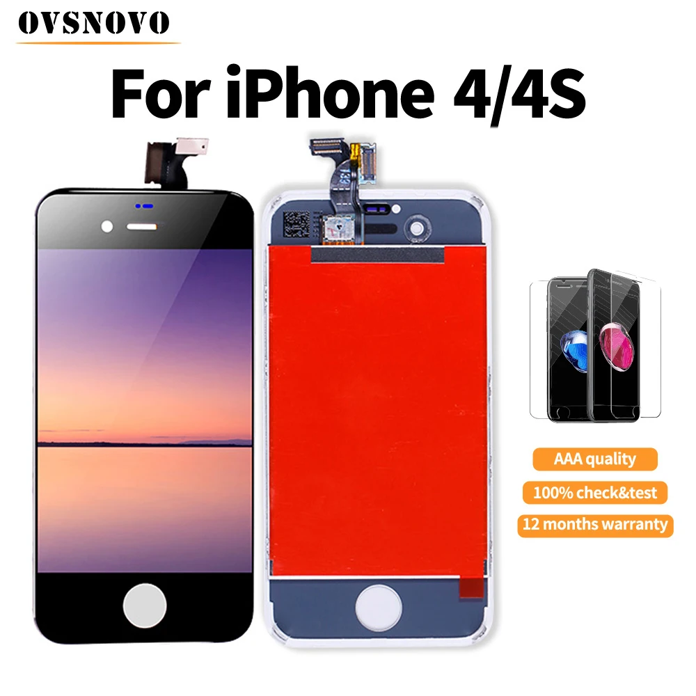 

5pcs AAA Quality Display for iPhone 4s LCD Touch Screen Replacement Digitizer Assembly+Glass protector Black/White Free shipping