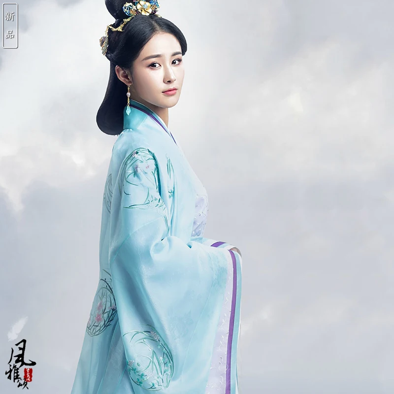 Чжао BiXia синий театра костюм деликатный Embrodiery Платье принцессы Hanfu 2016 новейшая