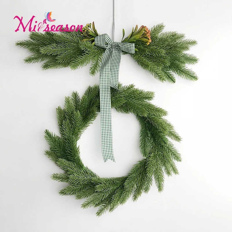 Искусственные цветы венок зеленые сосновые иглы подвесное растение из ротанга
