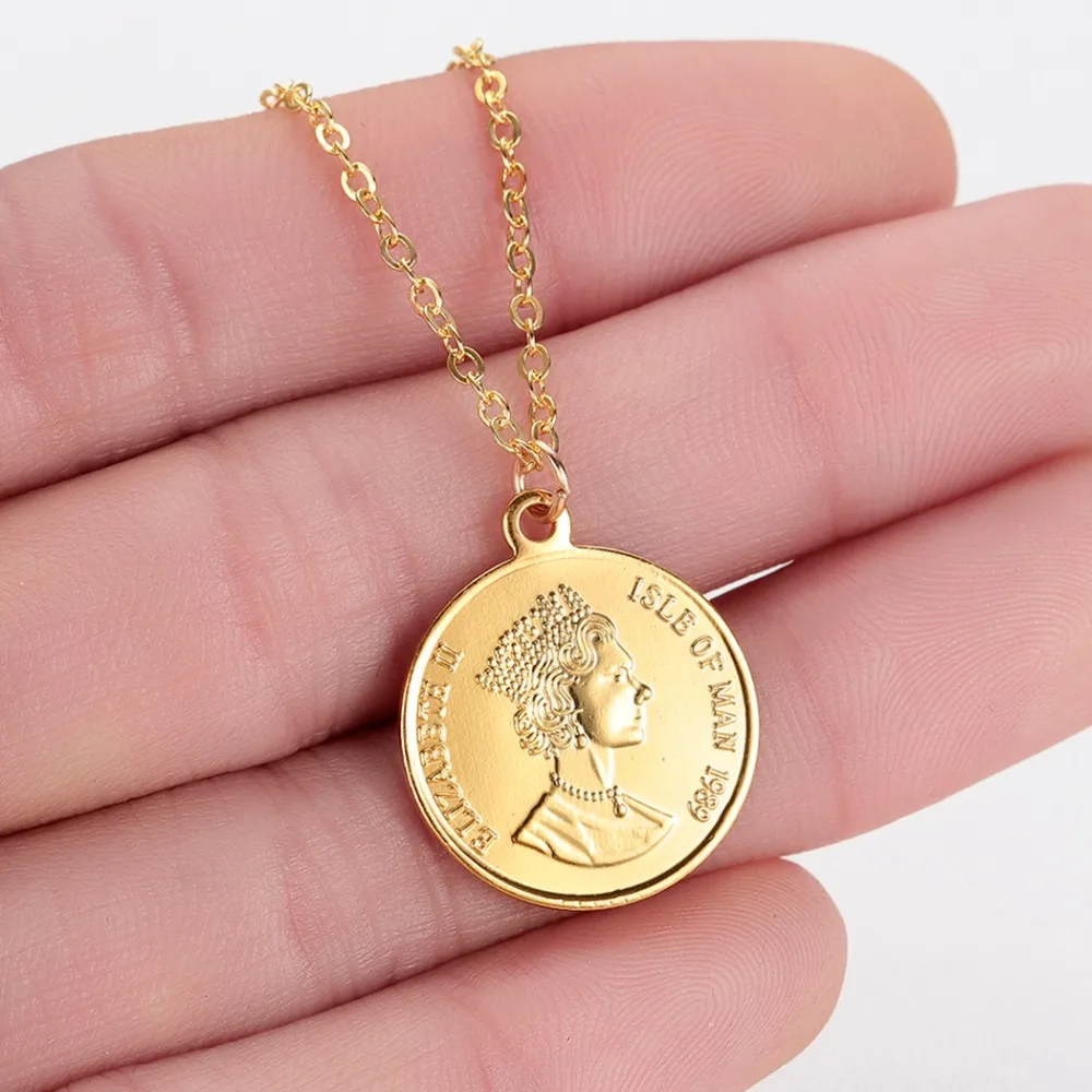 Винтажное ожерелье CHENGXUN с кулоном в виде старинной монеты для женщин, унисекс, десять центов, морской дух, набереру Элизабет, остров женщин, 2020