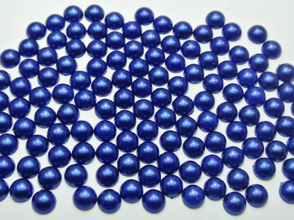 500 Royal Blue Half Pearl Bead 8mm Flat Back Round Gems Scrapbook Craft