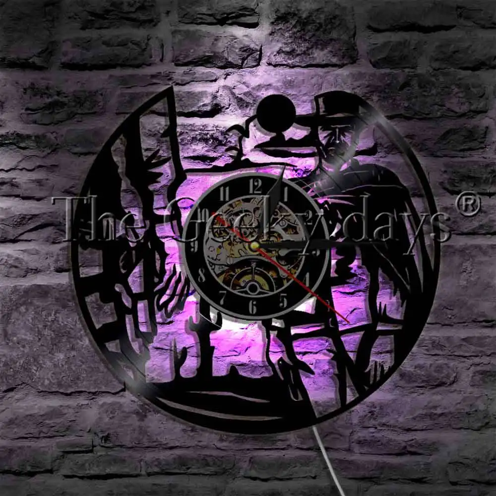 Настенные часы в ковбойском стиле светодиодное освещение с виниловой записью