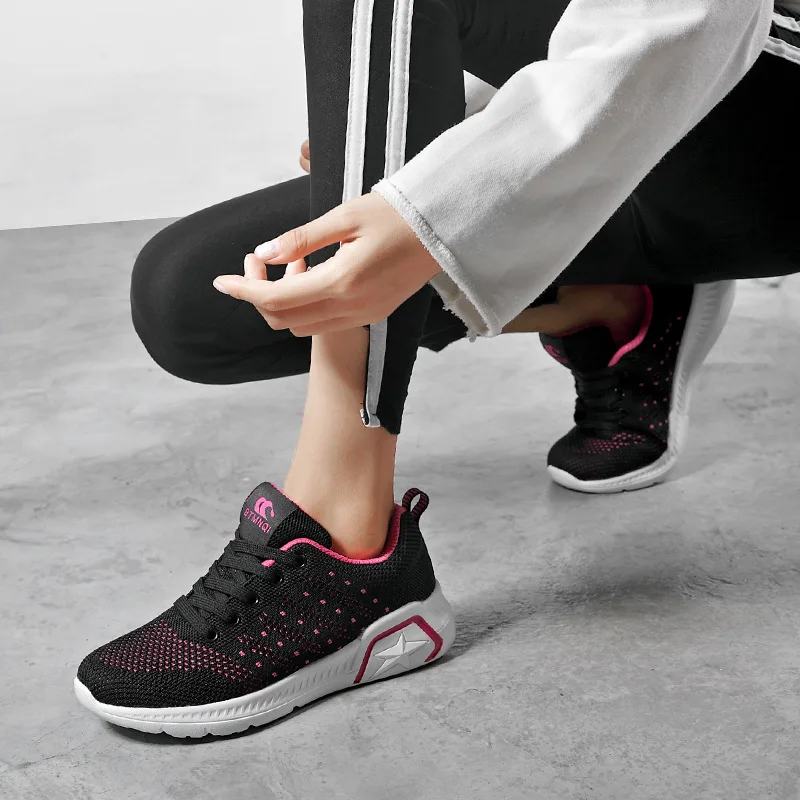 Women Casual Shoes Fashion Breathable Walking Mesh Flat Woman White Sneakers 2019 Tenis Feminino Gym Sport | Обувь