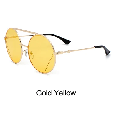 Gold Yellow Ralferty круглые очки женские негабаритные Солнцезащитные очки женские двойные мост Роскошные брендовые Солнцезащитные очки женские lunette Oculos J3401 - Цвет линз: Gold Yellow