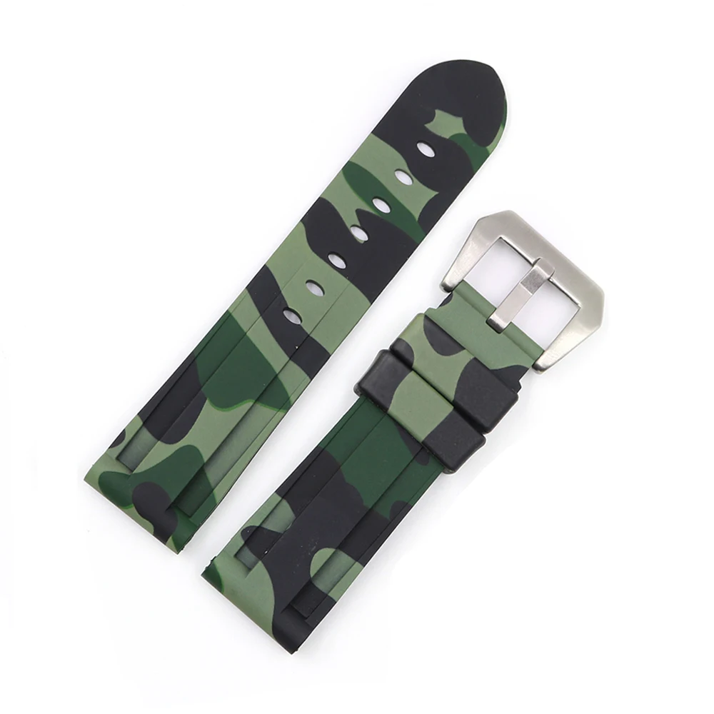 CARLYWET 38 40 42 44mm Camo Grey Black Green Pure Silicone Rubber Replacement Wrist Watchband Strap For Iwatch Series 4/3/2/1