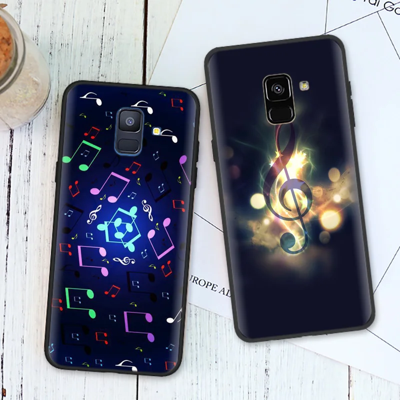 Черный мягкий силиконовый чехол для Samsung Galaxy A7 A70 A50 A40 A30 A20 A10 A8 A9 A6 плюс звезда A20E старый музыкальная нота