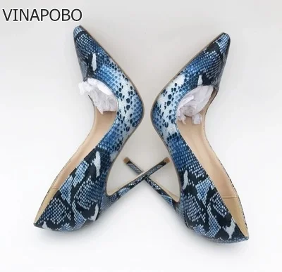 VINAPOBO/Женская обувь на высоком каблуке с принтом змеи сакуры высокое качество