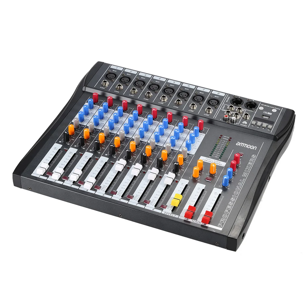 Ammoon CT80S-USB 8-канальный цифровой микшер с микрофоном линейный аудио фантомным