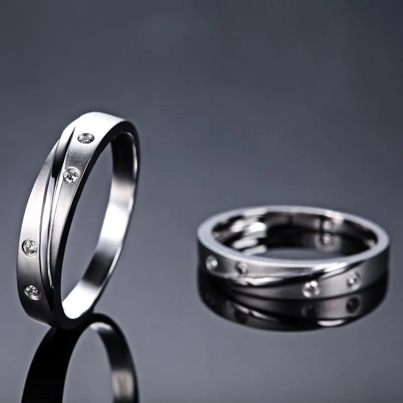 Реальный ZOCAI настоящий бриллиант 0.08CT Сертифицированный I-J/SI DIAMOND HIS AND Her свадебные комплекты браслетов с круглой огранкой из белого золота 18 К Q00951A