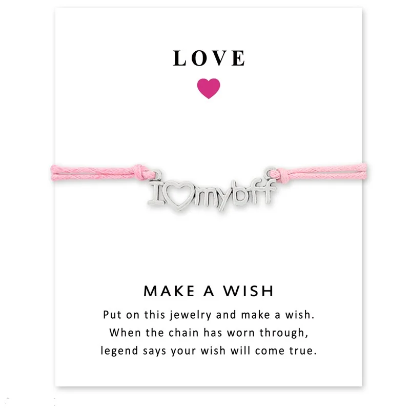 Браслет Wish Card I Love my Bff для женщин лучший подарок очаровательные регулируемые
