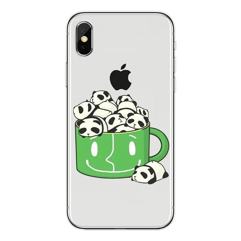 Чехол sera с милой пандой из мультфильма, чехол с животными для iphone X, 5S, 7, 6, 6s plus, 8 Plus, 5 SE, прозрачный силиконовый мягкий чехол для телефона из ТПУ