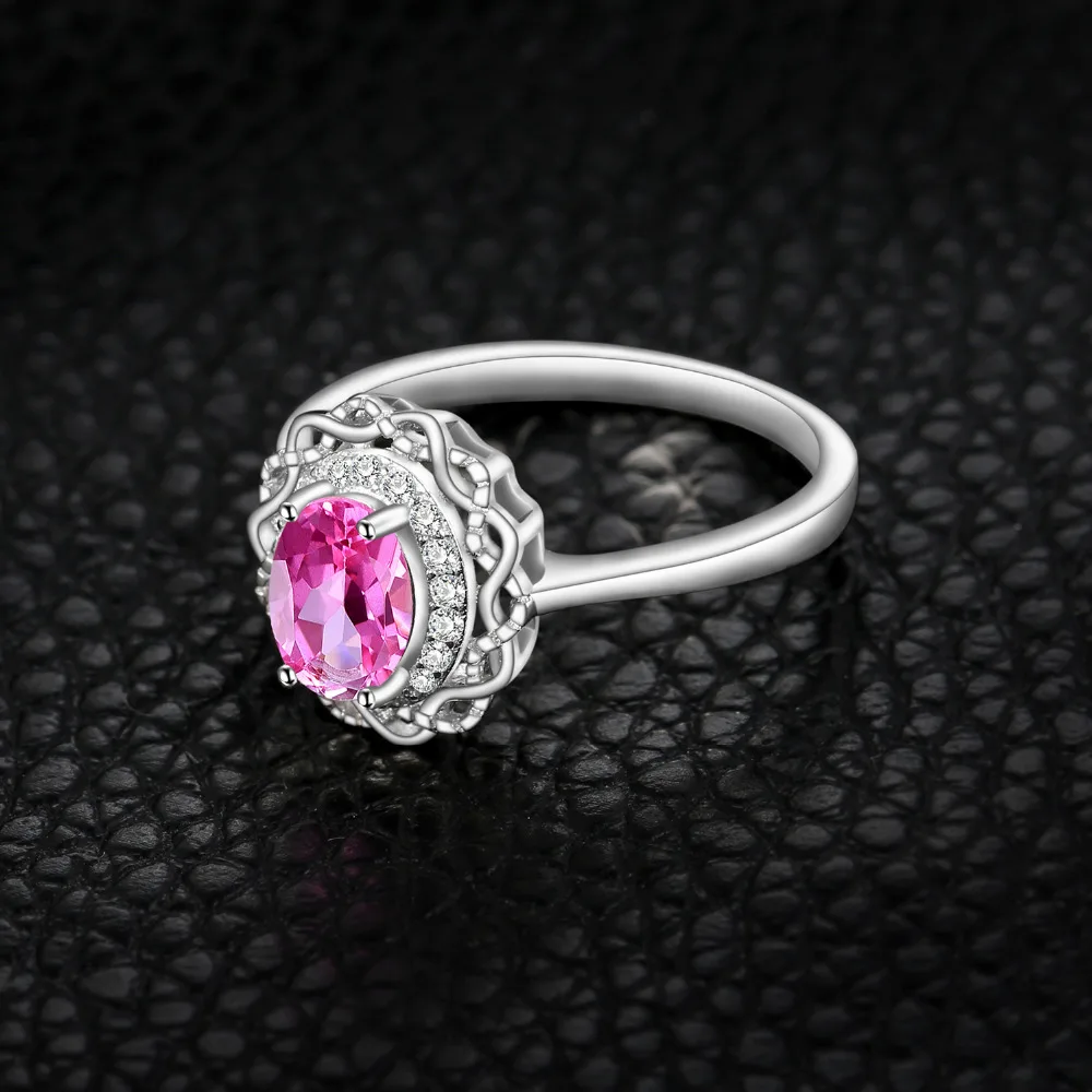 JewelryPalace Винтаж 1ct натуральная овальным вырезом розовый топаз Halo Кольцо