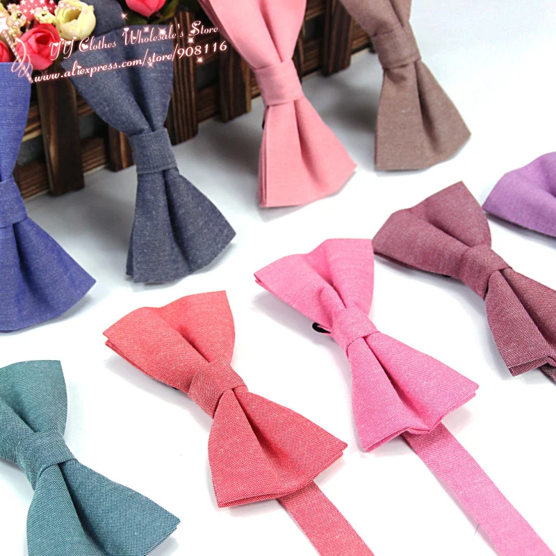 

2016 Brand New Hot Men's Pure Solid Cotton Formal Fashion Bow Ties Men Neck Bowtie Bowknot Necktie Wedding Party Butterfly