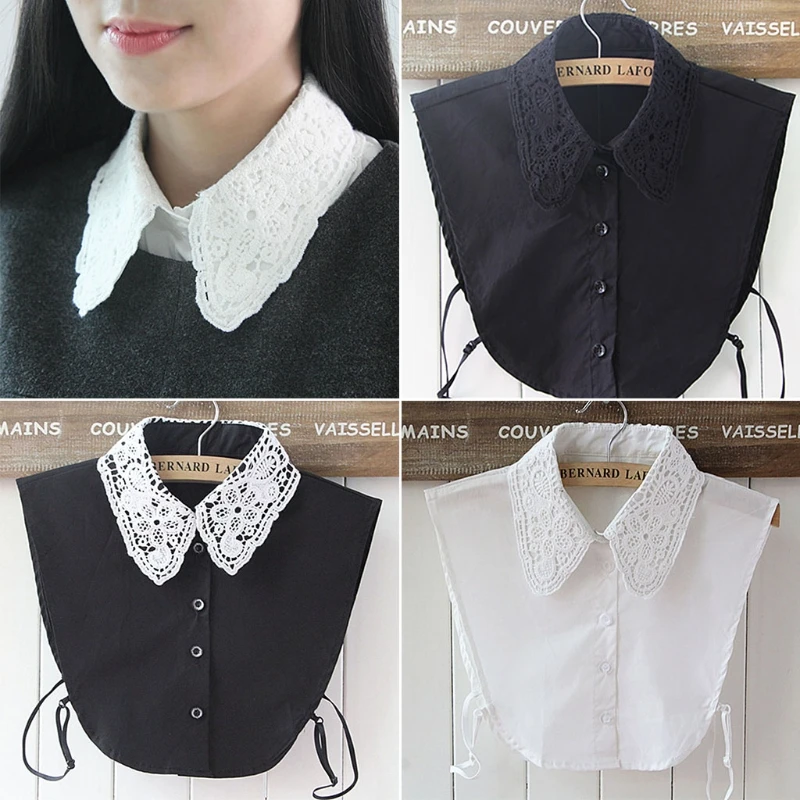 

Fashion New Hot 1 Pc Women Girls Pure Color Lace Detachable Lapel Choker Necklace Shirt Fake False Collar High Quality