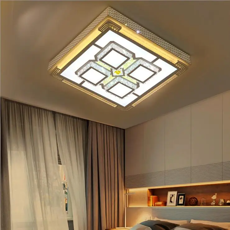 

Modern minimalist LED crystal living room lamp rectangular crystal lamp bedroom lamp wrought iron side lighting ceiling lamp
