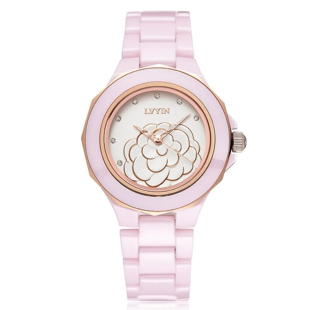Lvyin керамические часы водонепроницаемые повседневные женские кварцевые